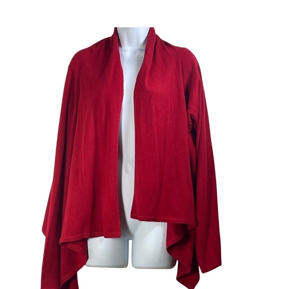Basic Editions Red Waterfall Cardigan Sweater Knit XL vtg kmart draped flowy